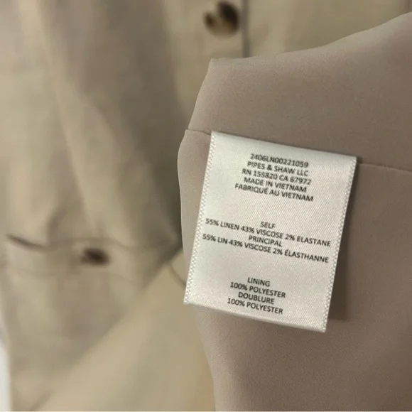 Veronica Beard Roxanne Linen Blend Button-Up Minidress in Stone Khaki Size 14